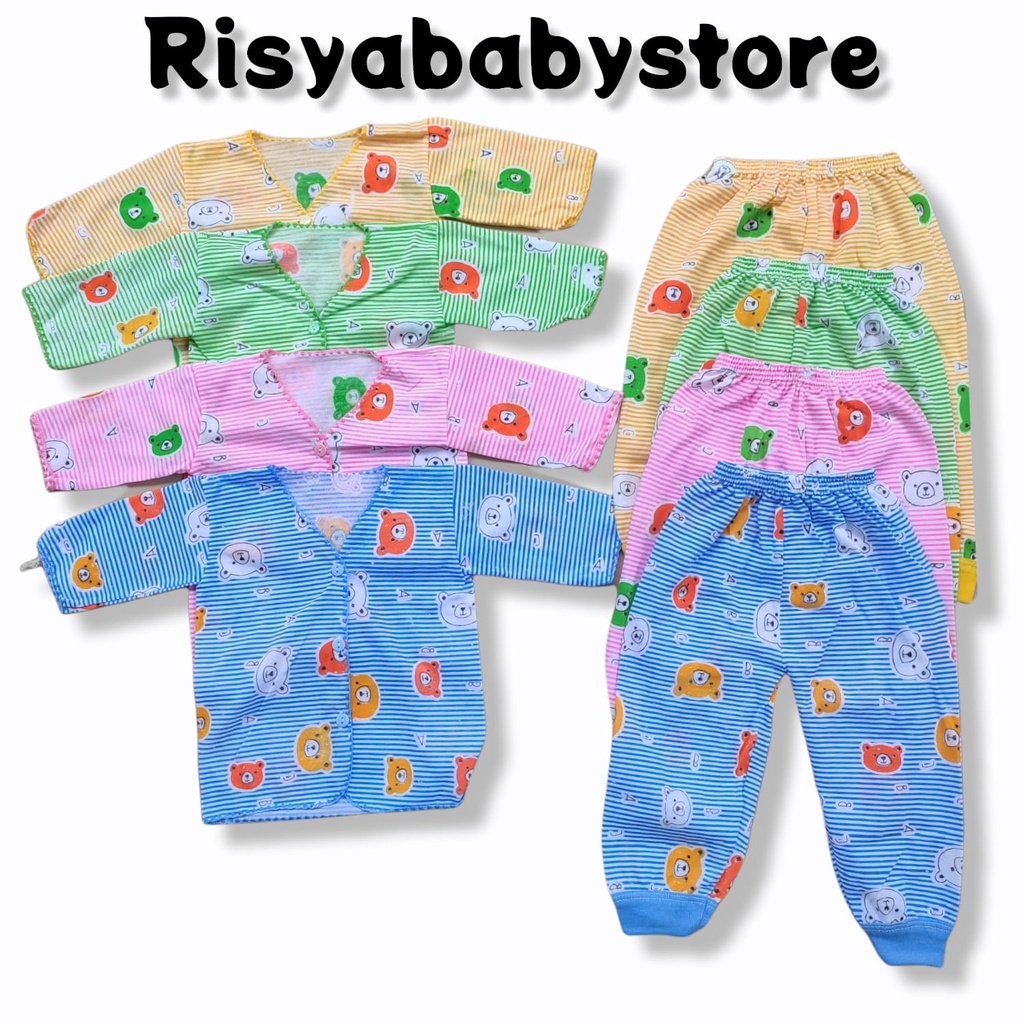 18 pcs / 9 stel Paket Hemat Baju Bayi Motif Salur/ Perlengkapan Baju Bayi Newborn / Perlengkapan Lahiran