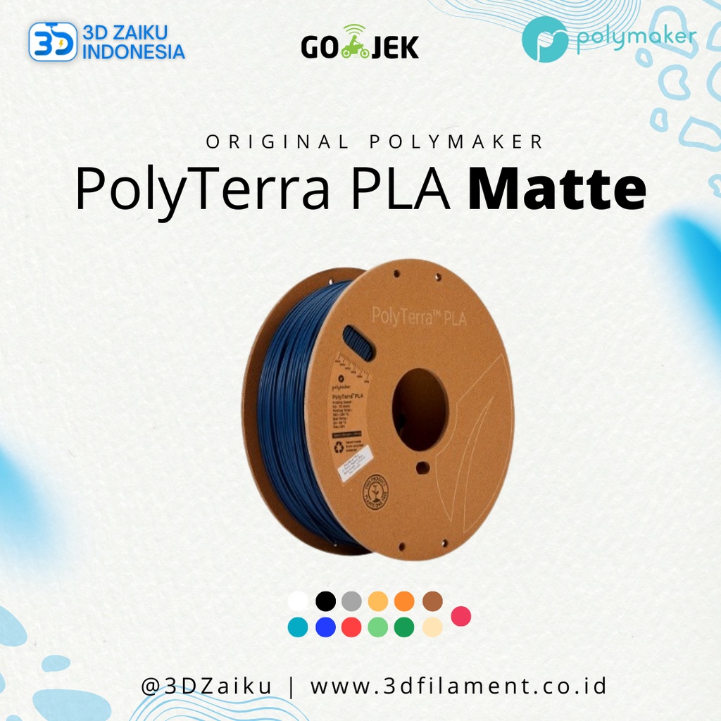 Original PolyMaker PolyTerra PLA Matte Finish Doff 3D Printer Filament