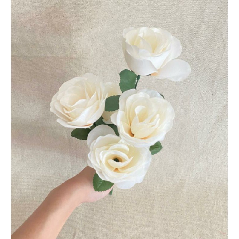 Bunga Mawar Rose Mangkok X5 (satuan)  Bunga Artificial / Bunga Plastik / Bunga Dekorasi / Pernikahan-3