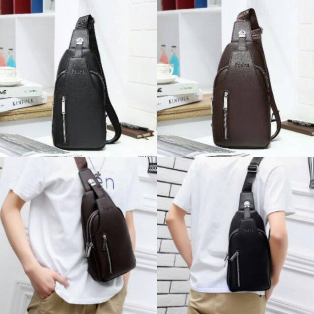 *PEDRO FERGUSON LEATHER SLING BAG FOR MAN PD1888* WB*