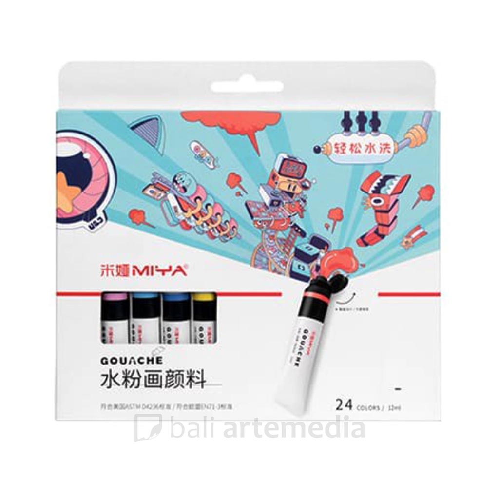 MIYA HIMI Gouache Paint tube 12ml x 24colours (kemasan baru)