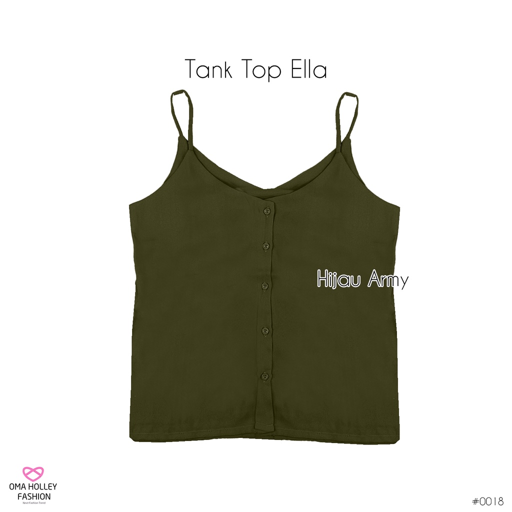 (COD) OH Fashion Basic Tank top Ella kancing premium quality korea #0018-Army