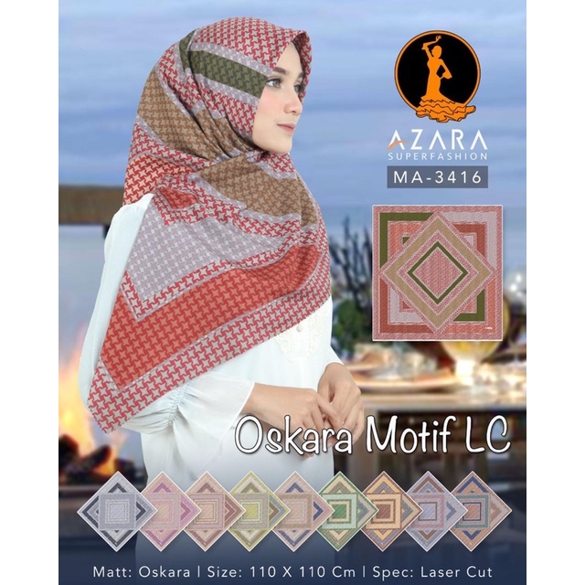 JILBAB SEGIEMPAT AZARA MOTIF VOAL /Kerudung Tepi Jahit Motif-6