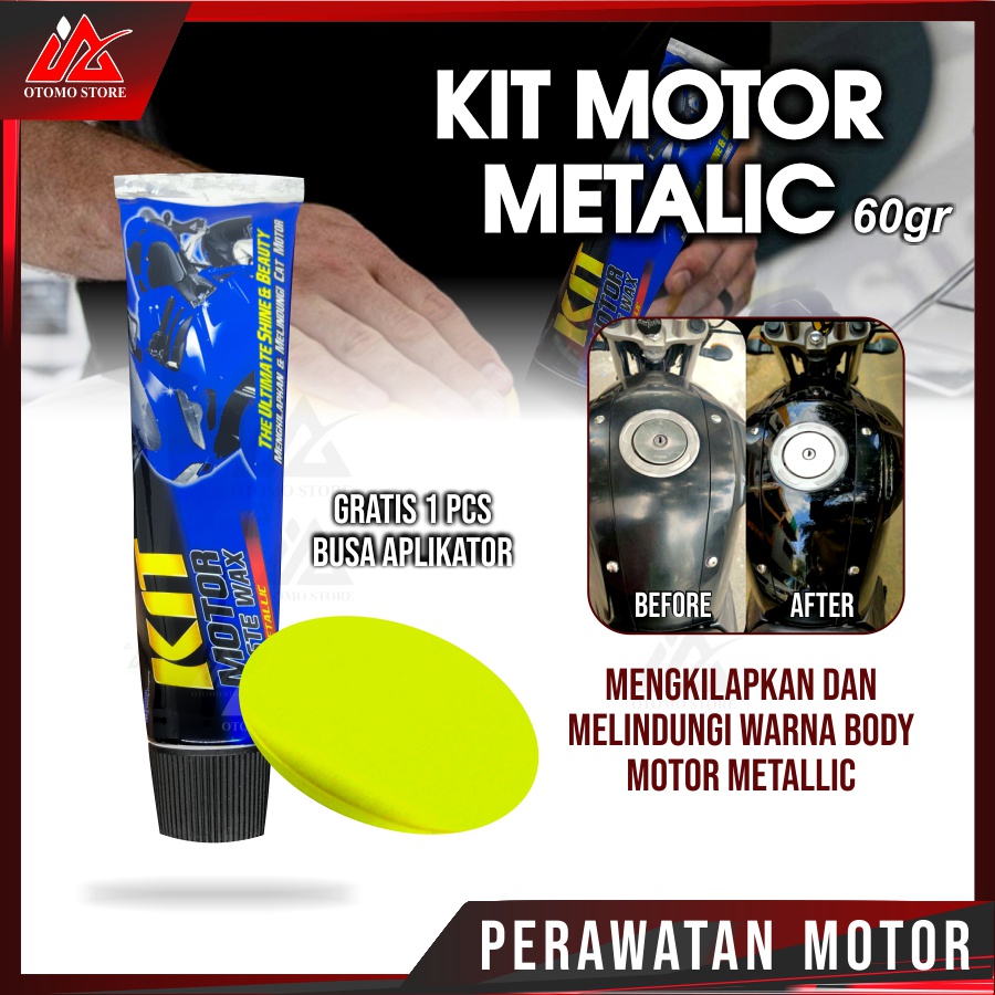 KIT METALLIC TUBE GRATIS BUSA APPLICATOR Kit Motor Paste Wax Metallic Pengkilap Pelindung Cat Biru