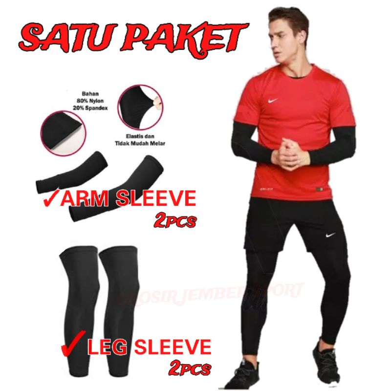 SATU SET MANSET TANGAN MANSET KAKI BASELAYER ARM SLEVEE TANGAN PRIA / WANITA