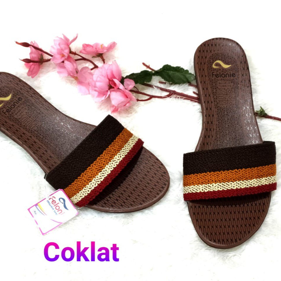 sandal wanita murah selop ( Felonie MRA 01 4 warna + DH 02 ) turki rajut terbaru