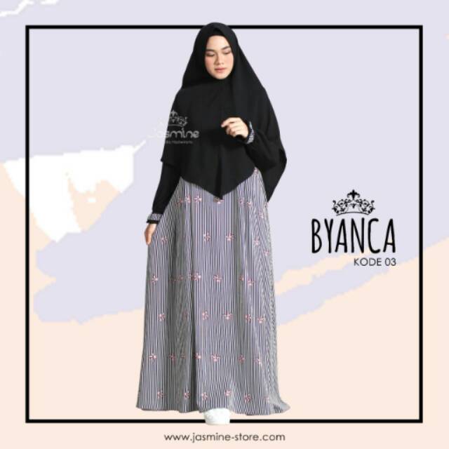 Gamis Byanca Dress by Jasmine Kode 03 Hitam