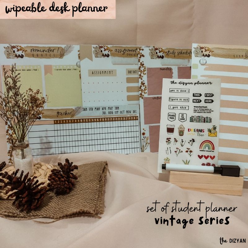 

Wipeable Desk Planner/ Student Planner / Vintage Series / Schedule Board
