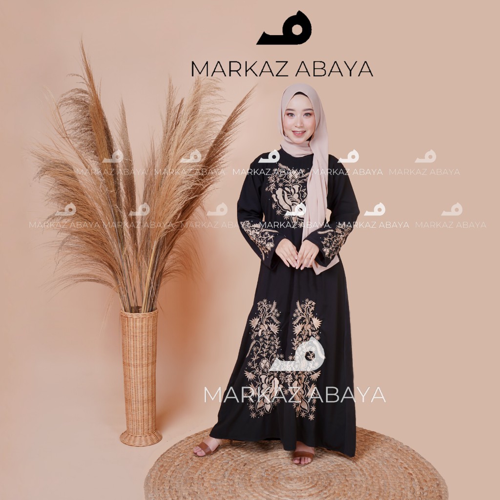 Abaya bordir Gamis syari Maxi Dress Arab Bordir Dela