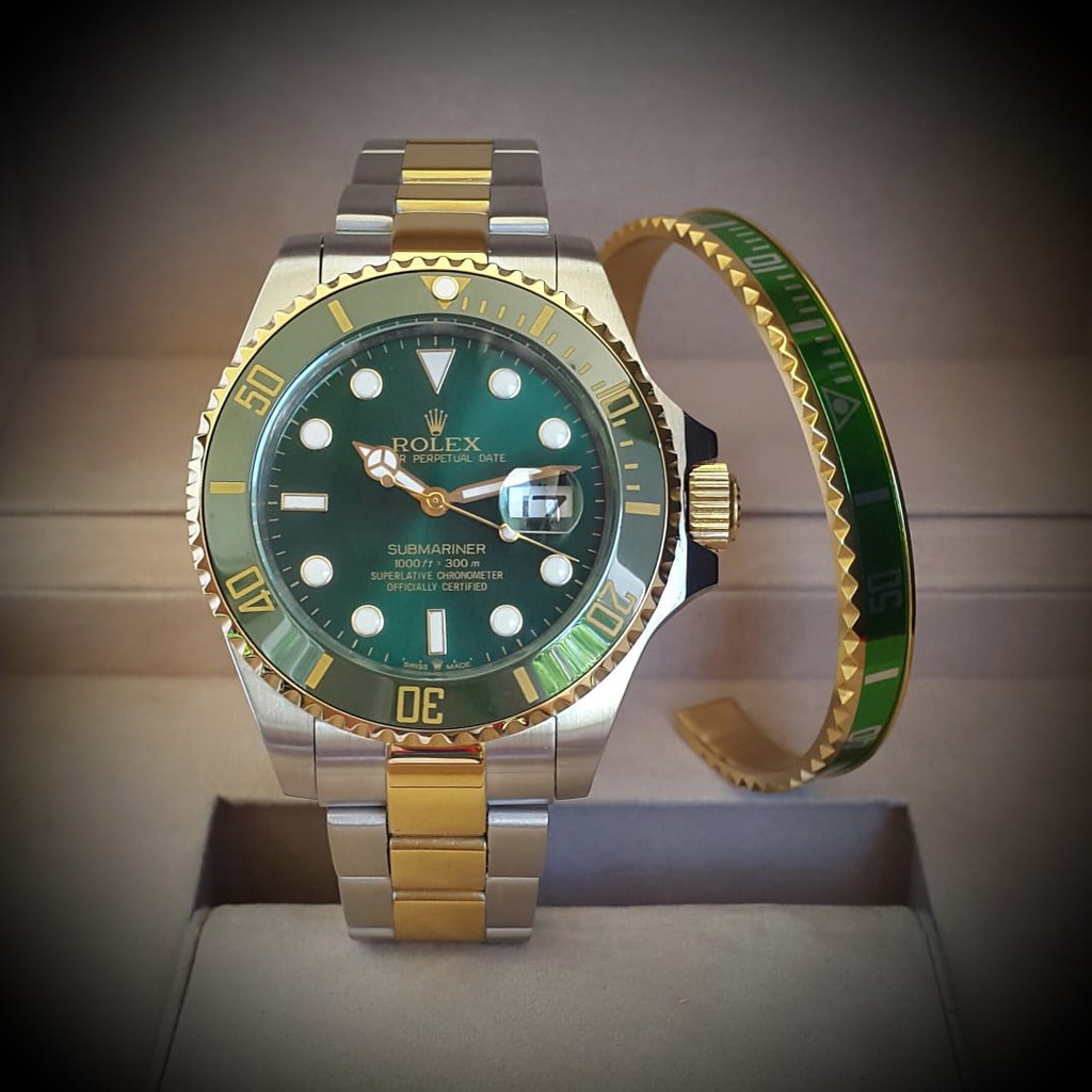 Obral Jam Tangan Rolex Submariner All Combinasi Kaca Anti Gores Original Authentic Strap Plus Gelang