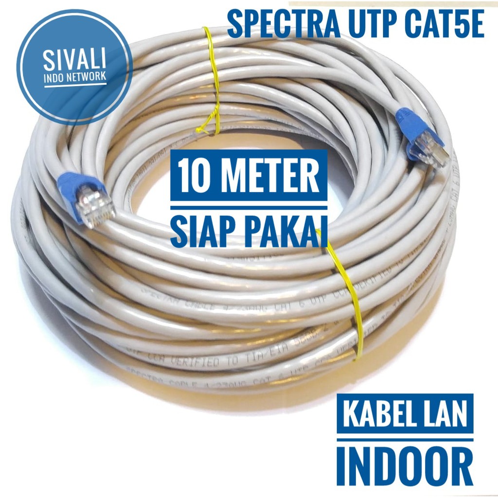 10 METER SPECTRA KABEL LAN UTP CAT5E INDOOR SIAP PAKAI [SUDAH CRIMPING RJ45 + PLUGBOOTH]