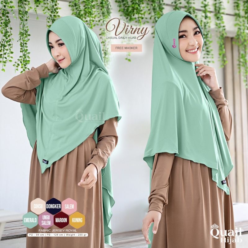 VIRNY ORIGINAL QUAIL HIJAB | JILBAB JUMBO QUAIL | JILBAB JERSEY JUMBO QUAIL | JILBAB EMERALD
