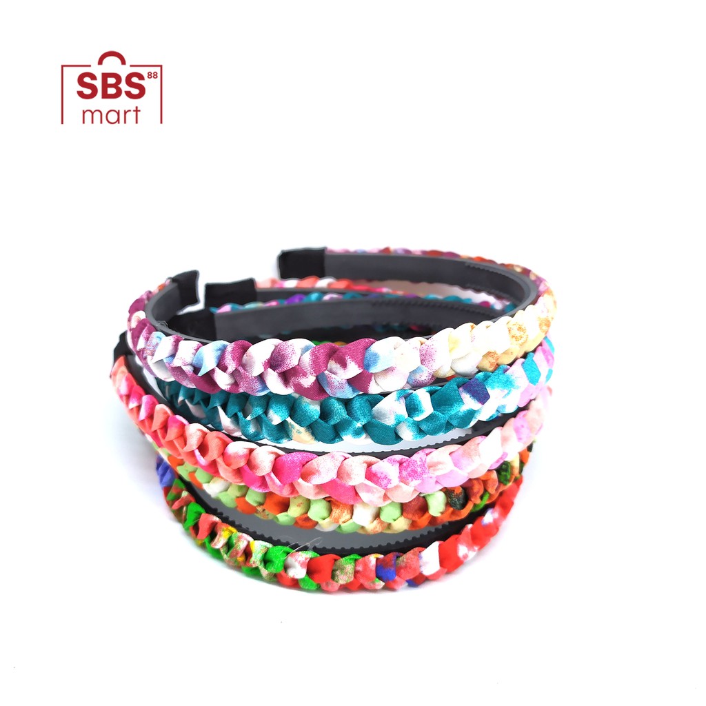 Bando Kepang model Tie Dye dan Plaid Kotak Kotak 1.5cm - Bandana Simpul Lidi Korea