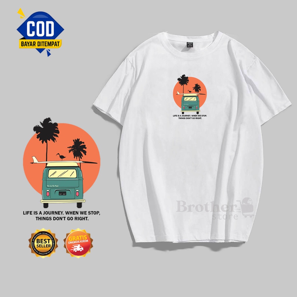 BROTHER STORE - Kaos Distro Pria - KAOS COWOK CEWEK - Kaos Kata Kata - Articel Life is a journey Premium