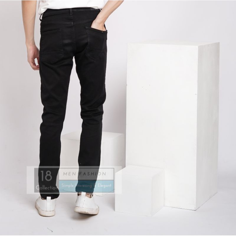 Full Black soft jeans / celana jeans hitam pekat pria murah berkualitas PREMIUM