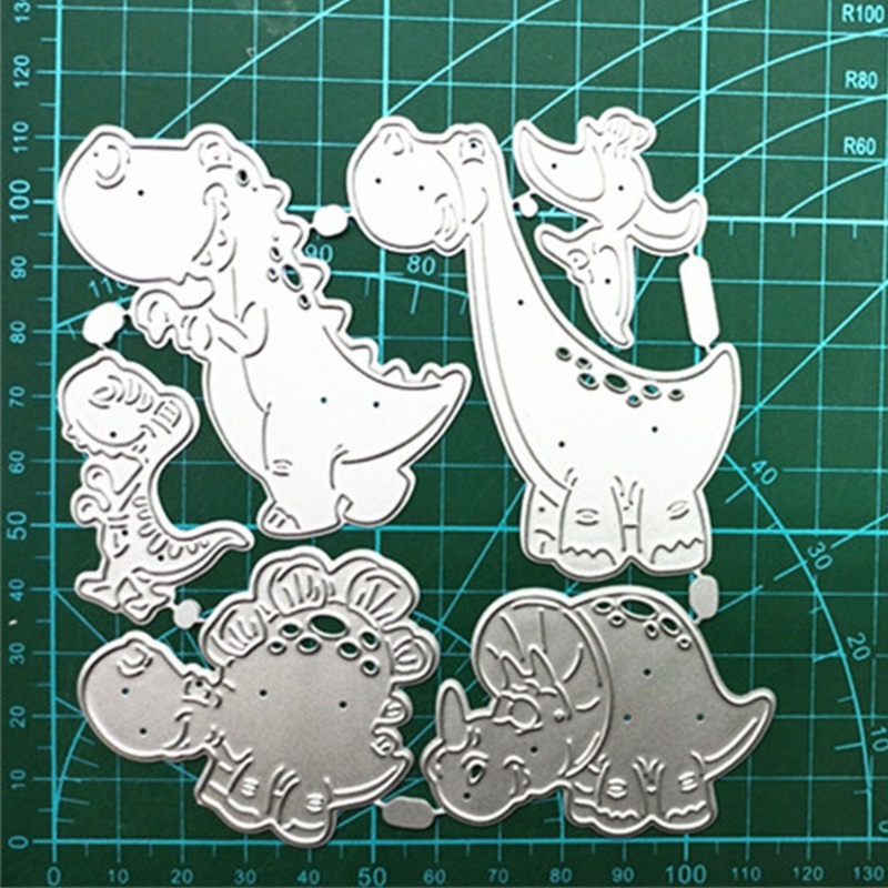 Cetakan Stensil Cutting Dies Motif Dinosaurus Bahan Metal Untuk Scrapbook / Craft