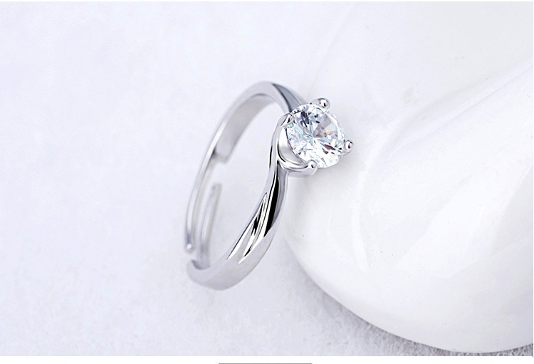 Cincin Perak 925 Asli Cincin untuk Wanita Cincin Dapat Disesuaikan Empat Cakar Bor Fashion Perhiasan Cincin Perak Cincin Wanita