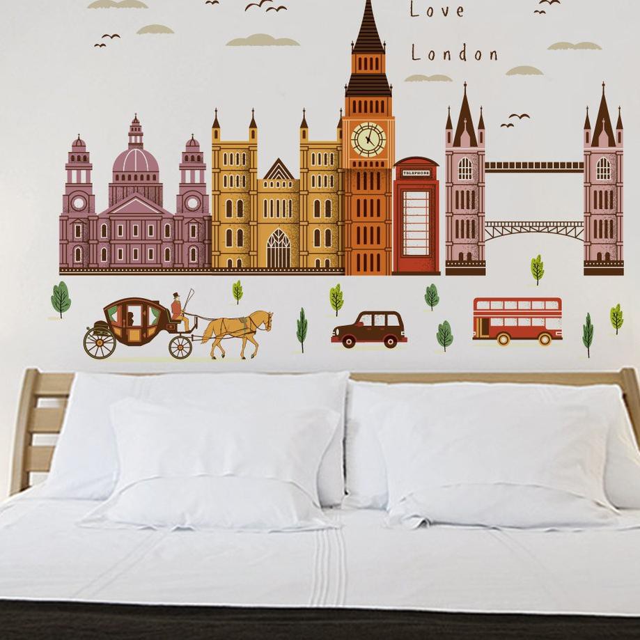 KKWDS* ✪ekg❁ RELIZA WALL STICKER LONDON BRIDGE LONDON CITY JEMBATAN KOTA JM7322 STIKER DINDING ✹