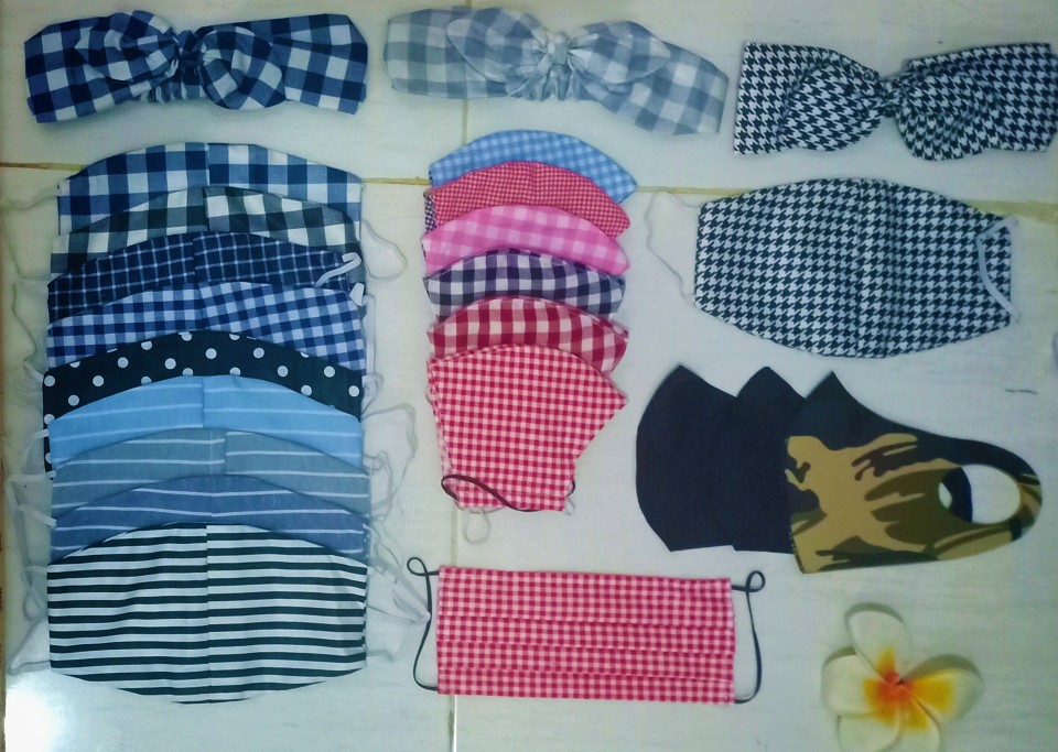 Masker Kain (bisa Selip Tissue) — Bentuk Lancip Motif Kotak-kotak