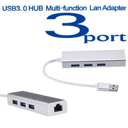 Usb 3.0 hub 3 port 5Gbps aluminum with rj45 lan 10/100Mbps ethernet adapter 4in1 for laptop macbook