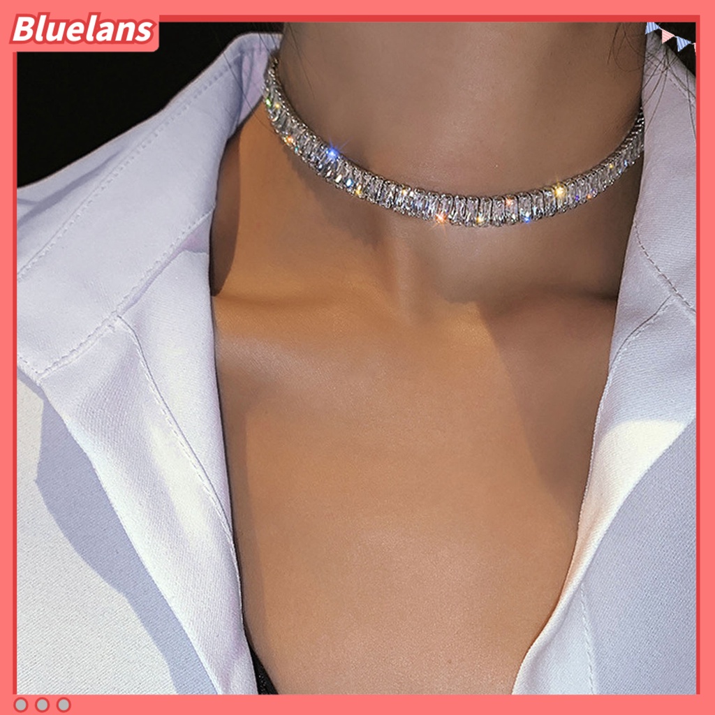 Bluelans Kalung Choker Adjustable Hias Cubic Zirconia Untuk Pernikahan