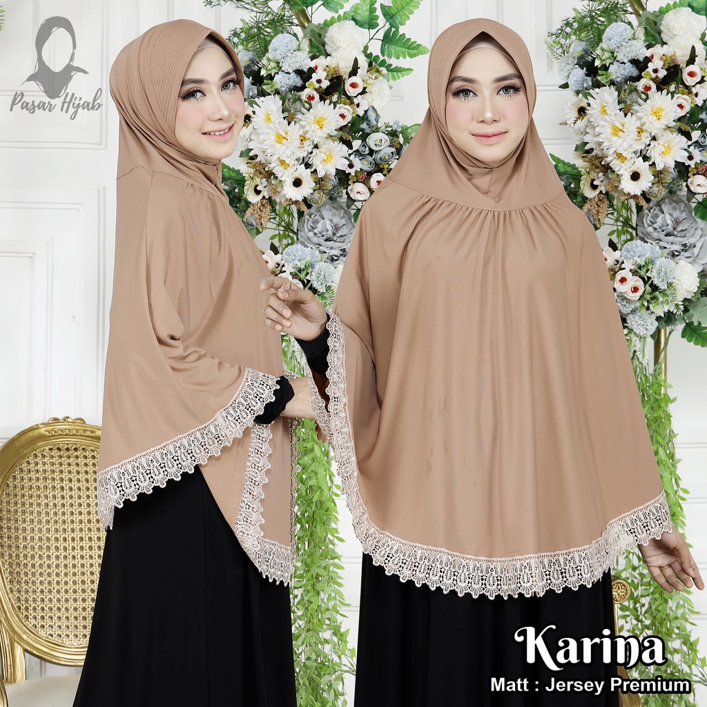 Jilbab Insan Karina Jumbo Renda Hijab Instan Jersey Premium Kerudung Bergo Pasar Hija'b