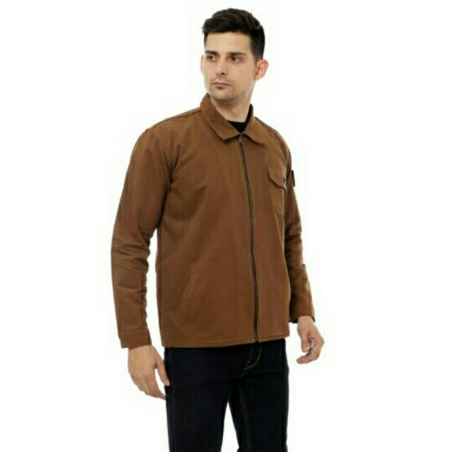 Jaket Semi Parka Zip Coklat Camel