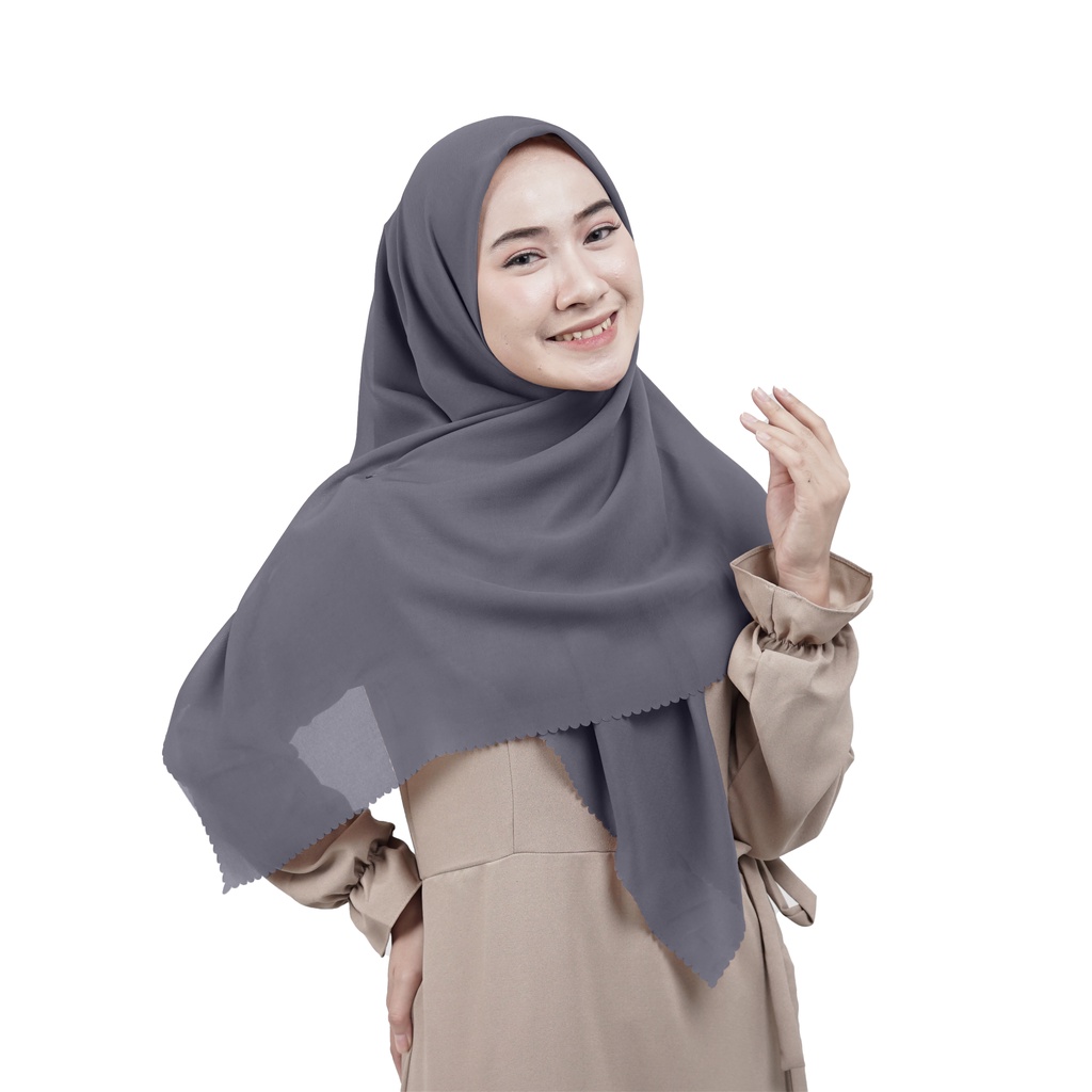 Hijab Segiempat Laser cut-Dark Grey