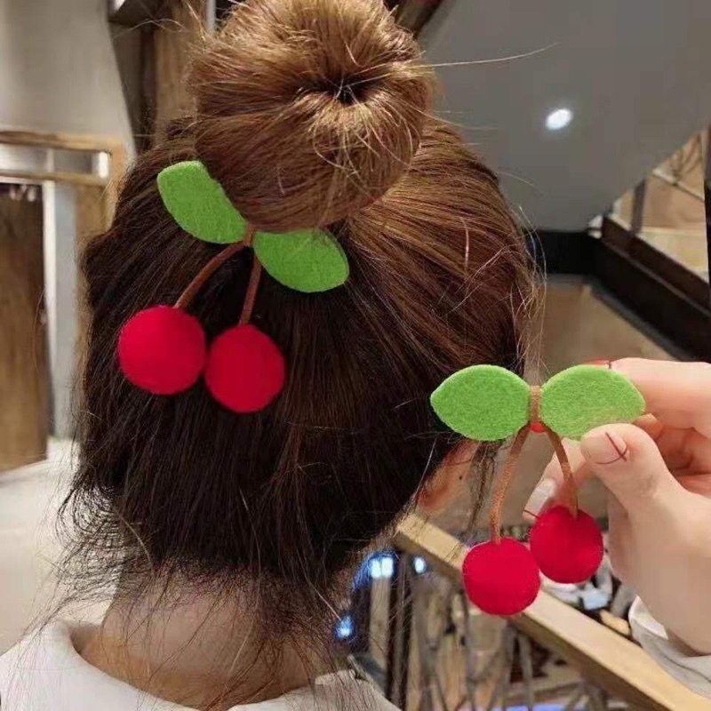 Ikat Rambut Bulu cherry / buah Cheri Korea