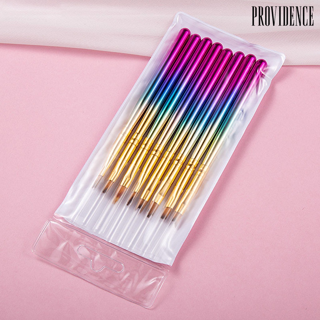 Providence 8Pcs/Set Nail Pen Smooth Drawing Easy to Use Nylon Wool Nail Art Drawing Liner with Colorful Gradient Handle for Salon