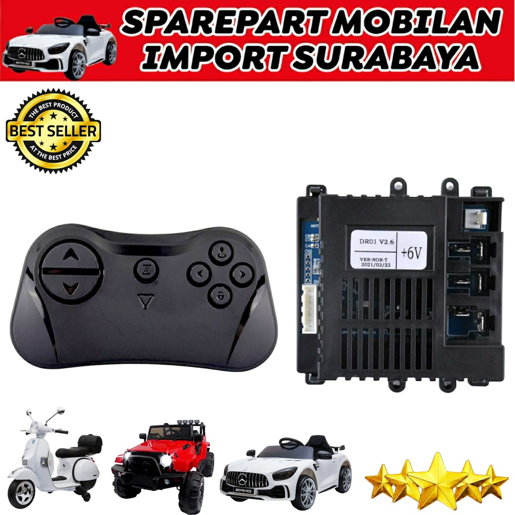 RECEIVER DR01 6 VOLT 7 PIN MODUL MESIN MOBIL MOBILAN AKI ANAK 6VOLT PLIKO PMB UNIKID YUKITA JEEP FORD TOYOTA THUNDRA FORTUNER ALPHARD RIDE ON CAR TOYS CHILDREN