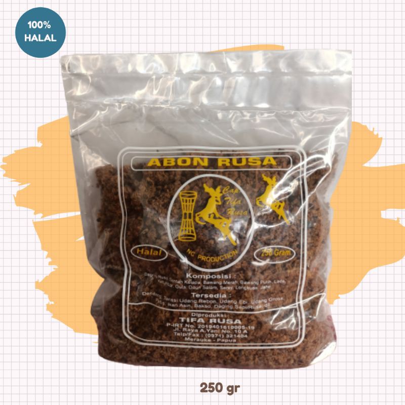 

ABON RUSA ASLI MERAUKE PAPUA ENAK HALAL BERGIZI 250 GRAM