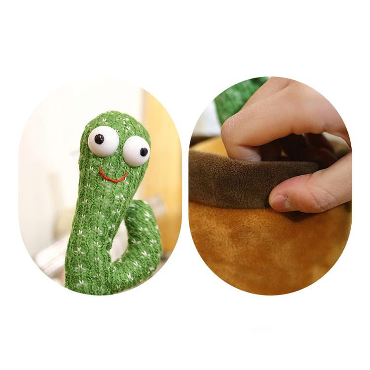 BISA REKAM+NYANYI Boneka Kaktus Plush Dancing Cactus Toys Led Talk Mainan TikTok Tanaman Elektrik