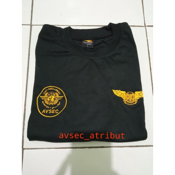 KAOS PE AVSEC HITAM ICAO TANGAN PENDEK/ATRIBUT AVSEC