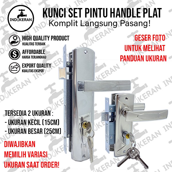 INDOKERAN - Handle Kunci Pintu Set Plat Minimalis - High Quality