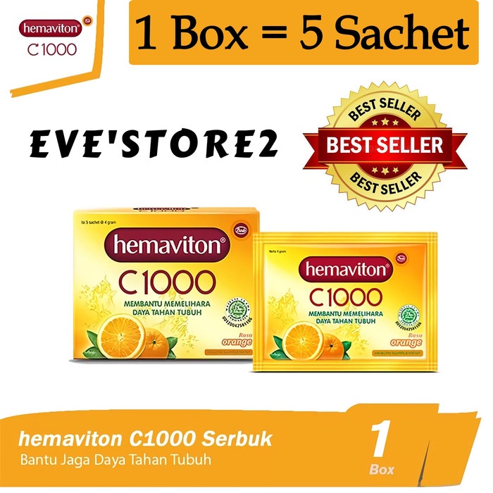 

MINUM-SIAP-DRINK-TO-READY- HEMAVITON C1000 ORANGE POWDER /BOX(5 SACHET) -READY-TO-DRINK-SIAP-MINUM.
