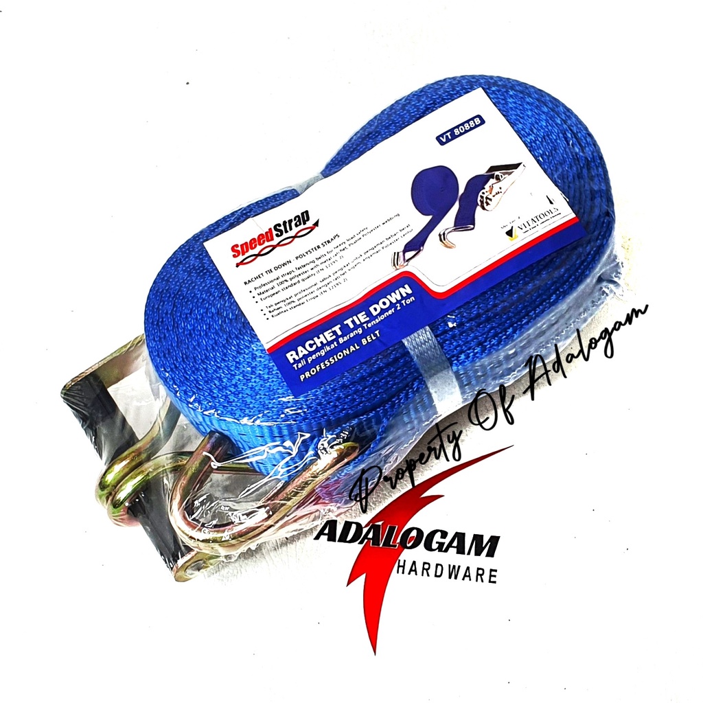 Rachet Tie Down 2 inch x 10 M x 2 T  Tali Pengikat Barang Mobil  Motor Truk