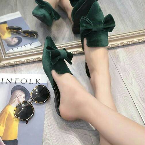 [CS] SEPATU WANITA FLATSHOES SELOP PITA CANTIK HIJAU