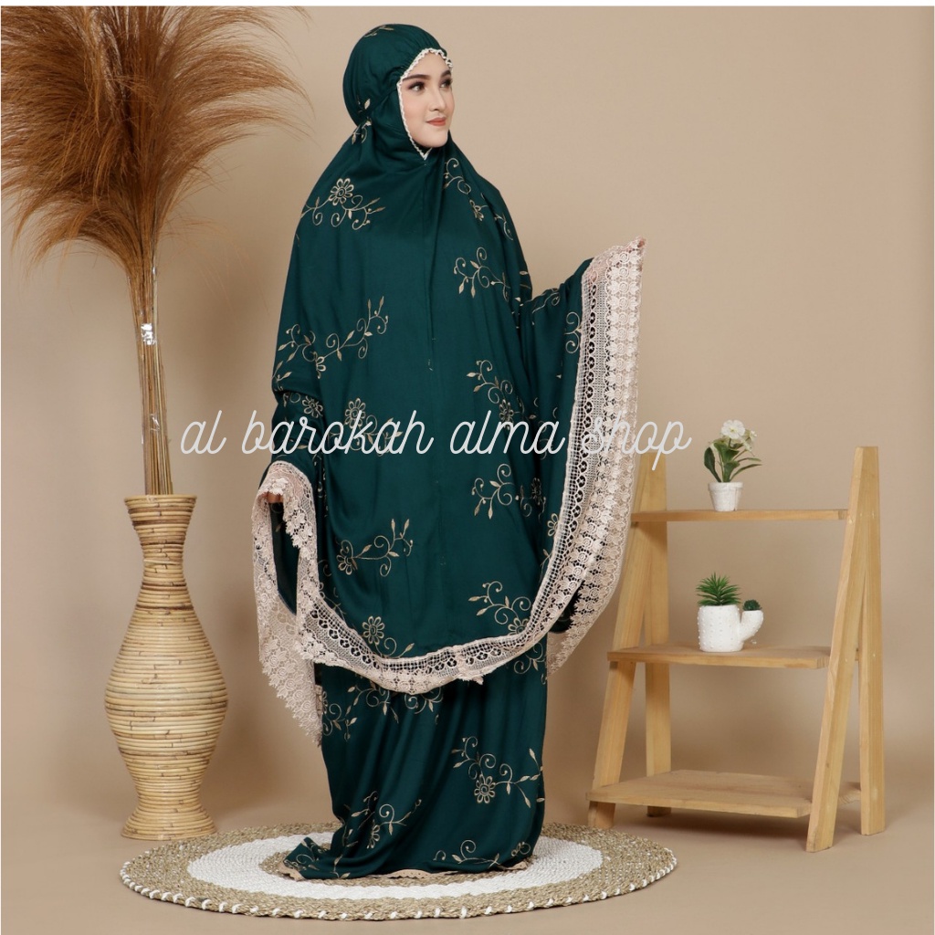 Mukena Dewasa Rayon Premium Jumbo Full Bordir Teratai Gracella Mewah