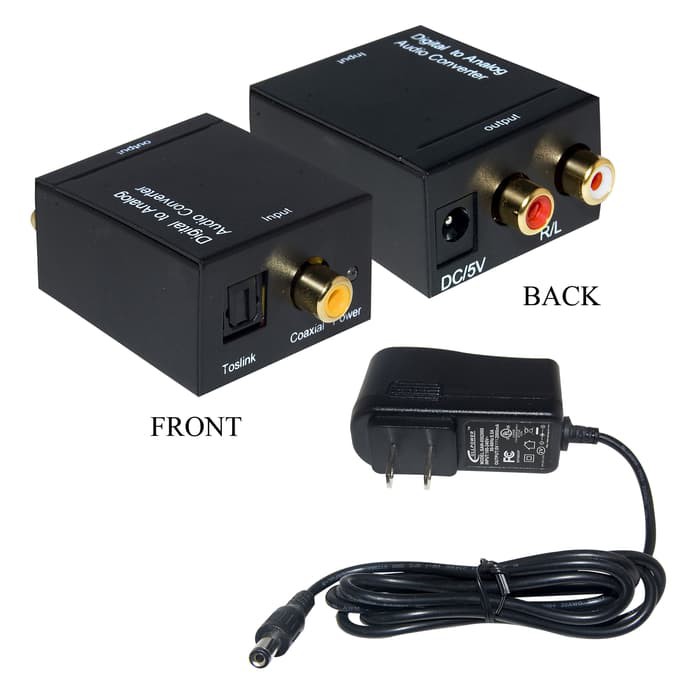 Digital to Analog Audio Converter Toslink Optical Coaxial to RCA untuk LED TV  Bluray Plus Kable