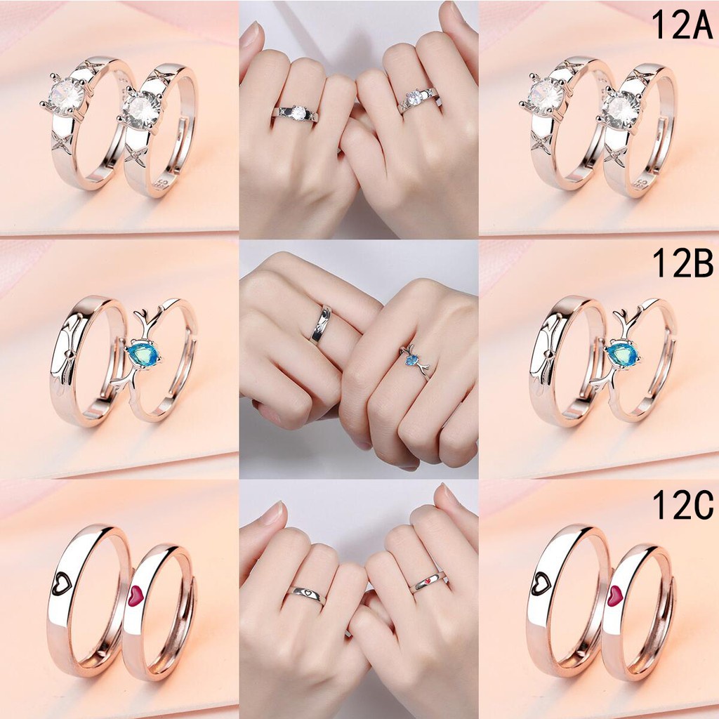 39 Desain Cincin perak Cincin couple silver 925 asli Cincin berlian Cincin yang bisa disesuaikan-12
