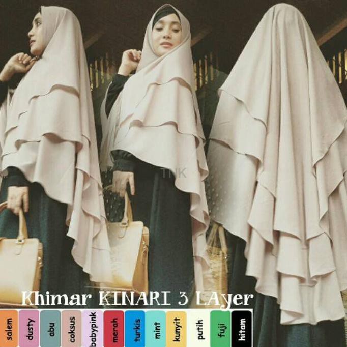 Hot Produk Khimar 3 Layer Non Pet Jilbab Syari 3 Layer Hijab Pinguin Murah Berkualitas