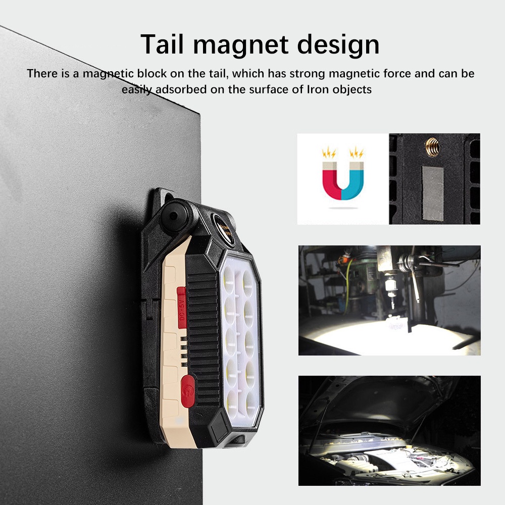 Anbolt 800W Lampu Emergency /Senter LED 5modes Lampu Suluh Senter COB Portabel Magnet Lentera Berkemah Tahan Air yang Dapat Disesuaikan