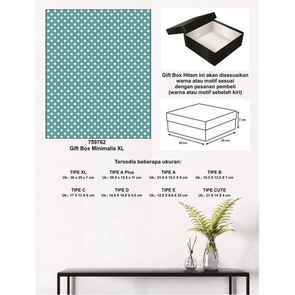 

Kotak kado/Kotak Hadiah/Box Minimalis XL-Polka Spectra SEA GREEN-A