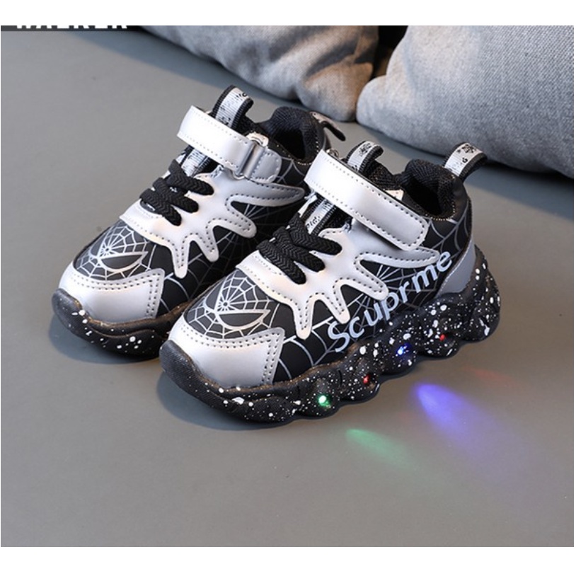 babyfit SPIDER SUPREM sepatu lampu LED anak sneakers import sepatu sekolah thp-825