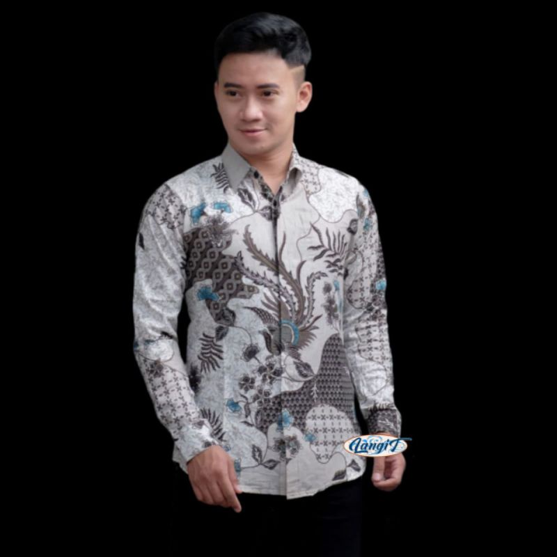 Batik pria kemeja batik lengan panjang m l xl xxl terlaris-Sekar white
