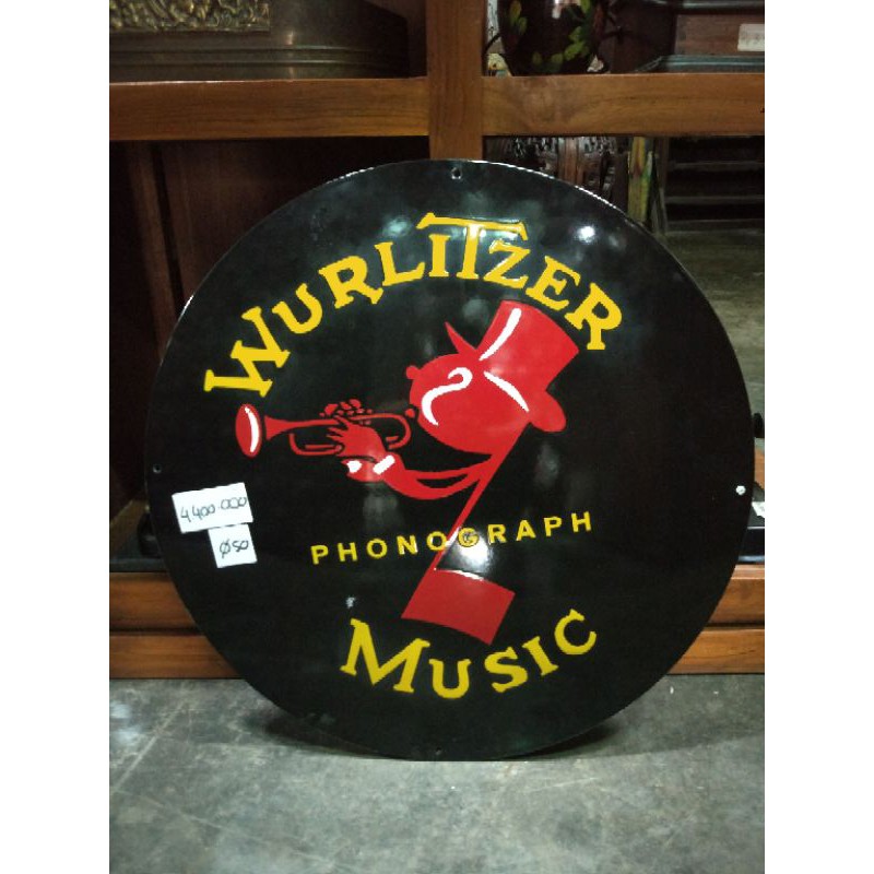 Papan Iklan Enamel Wurlitzer Music Asli