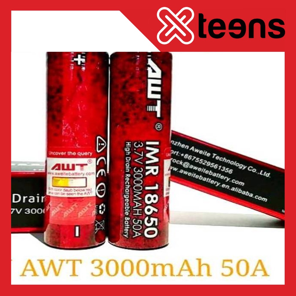 (BISA COD) BATERAI AWT RAINBOW  KUALITAS ORI /AWT RAINBOW 1MR 18650 mAh 3000 mAh HARGA SATUAN