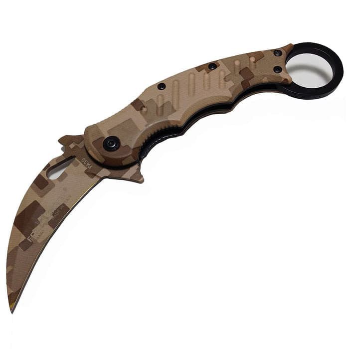 Hot Promo! PISAU LIPAT KERAMBIT FA30 LORENG COKELAT FOLDING KNIFE STAINLESS Baru!