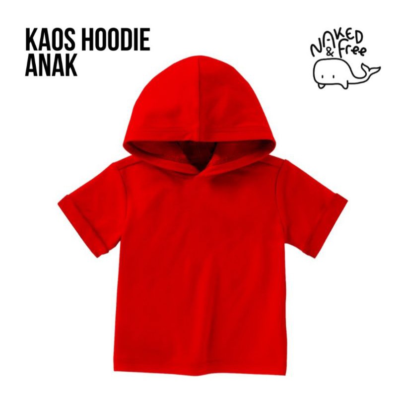 kaos hoodie kupluk anak polos usia 2-8 tahun